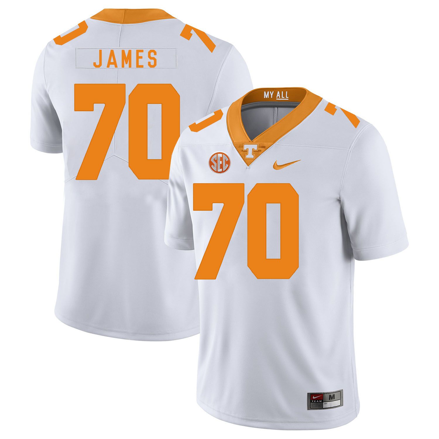 Men Tennessee Volunteers #70 James White Customized NCAA Jerseys